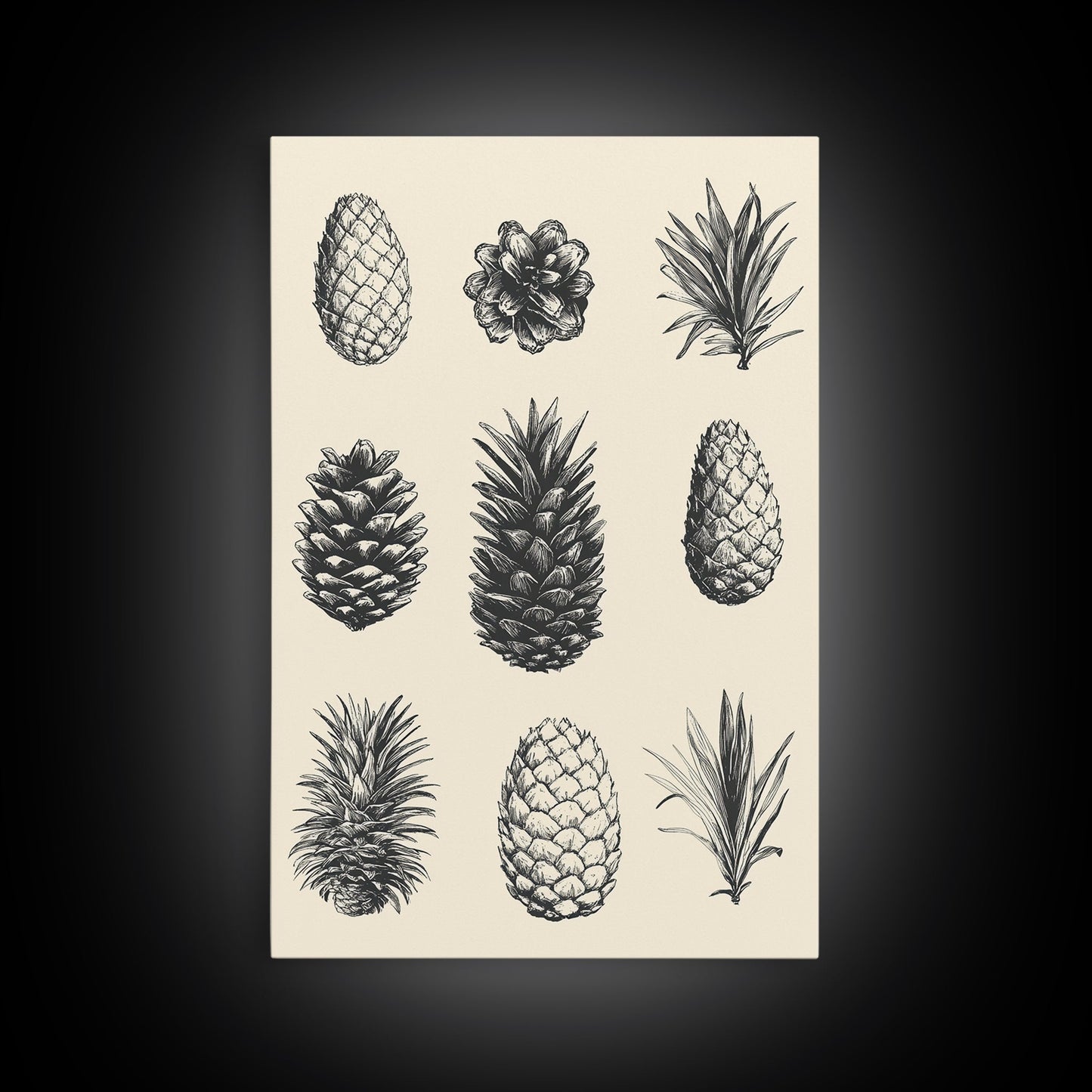 Christmas Pine Cones Canvas Print - Framed Canvas - Minimalist Christmas Art - Boho Christmas Art - Rustic Christmas Art - Pinecone Painting