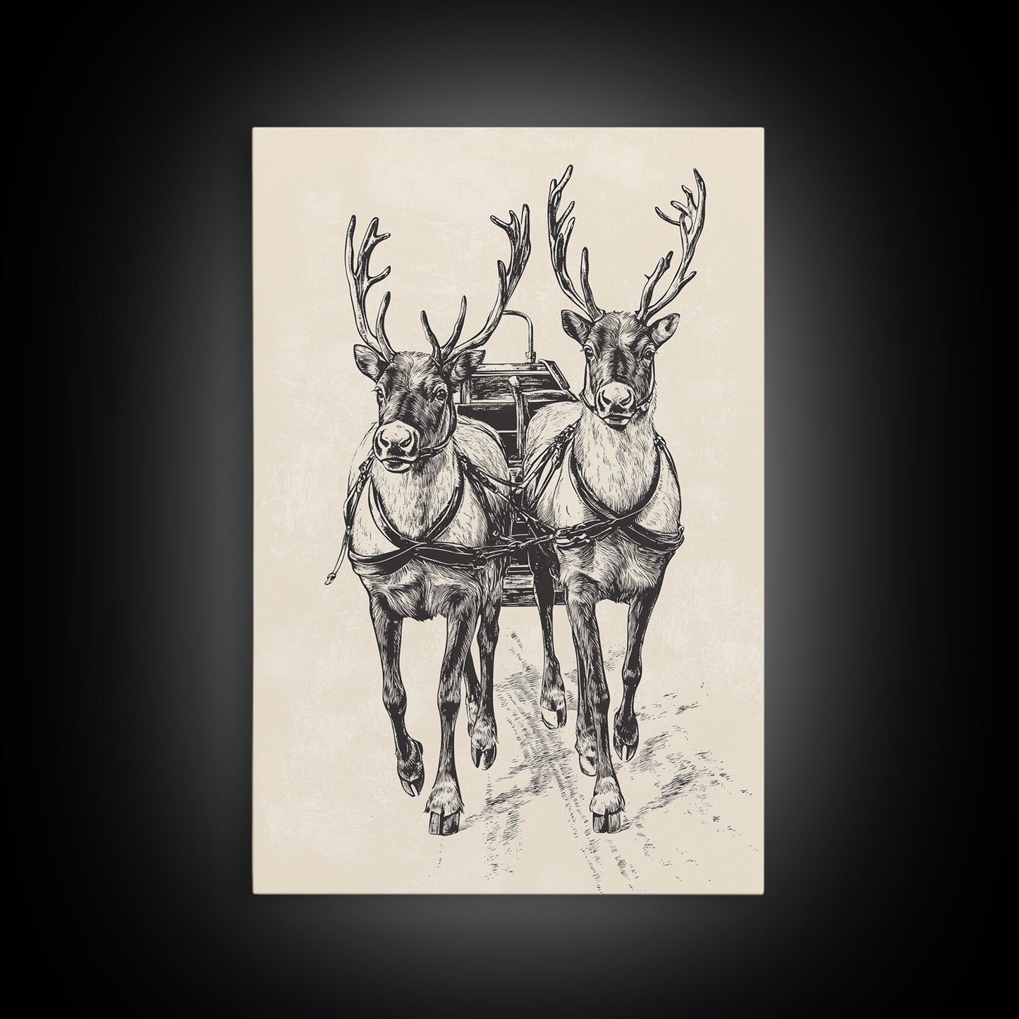 Santa's Sleigh Canvas Print - Framed Canvas - Minimalist Christmas Art - Boho Christmas Art - Rustic Christmas Art