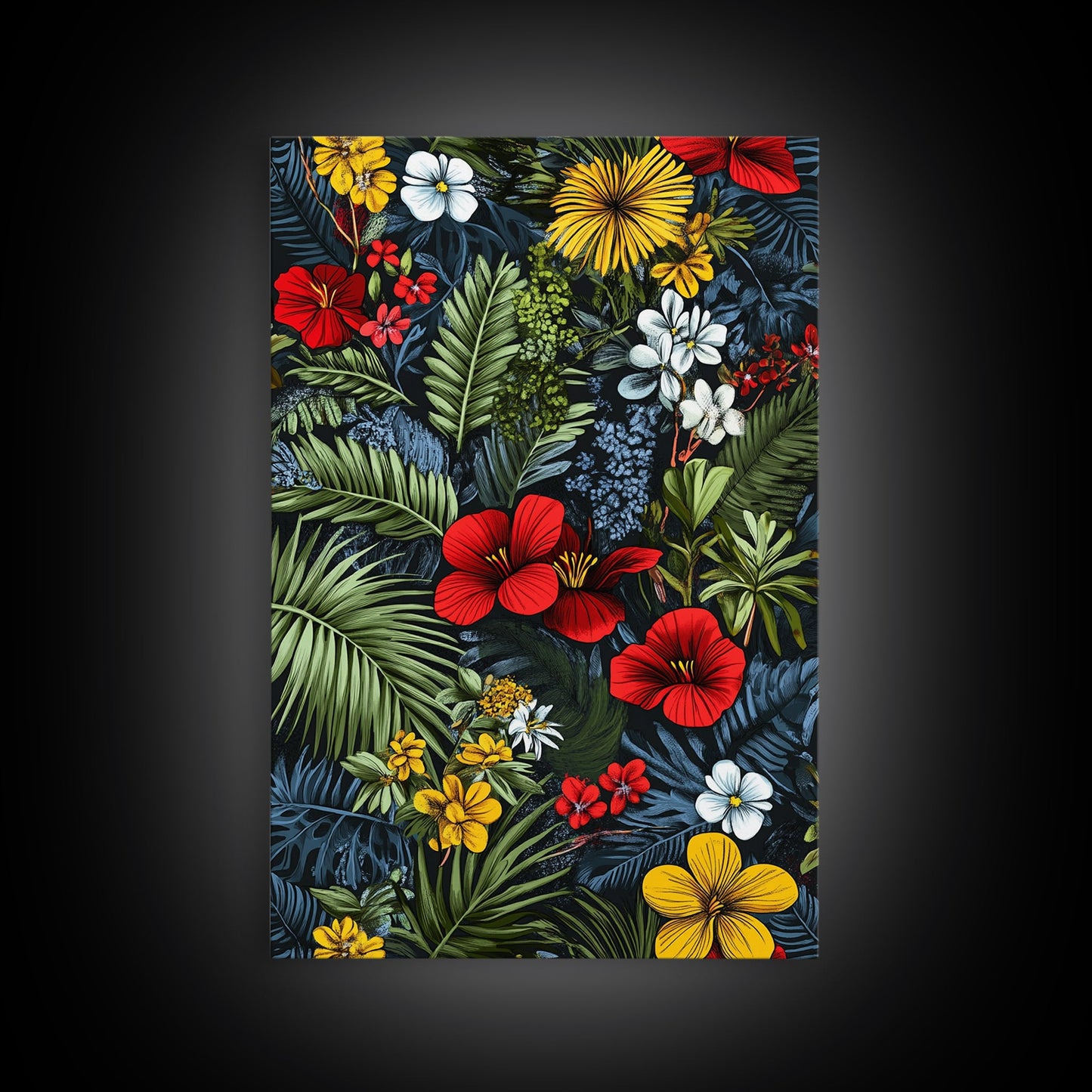 Jungle Painting Canvas Print, Mid-Century Modern Wall Art, Retro Home Decor, Wood Framed Canvas, Home Decor, Office Decor Gift Idea