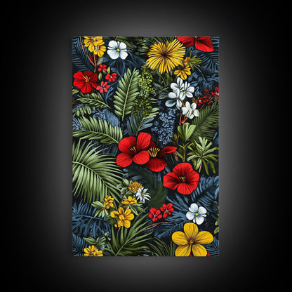 Jungle Painting Canvas Print, Mid-Century Modern Wall Art, Retro Home Decor, Wood Framed Canvas, Home Decor, Office Decor Gift Idea