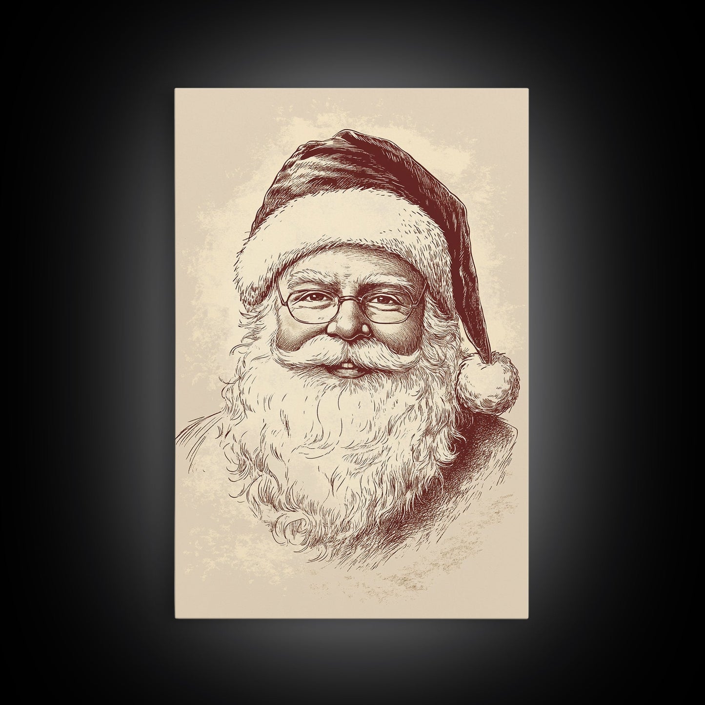 Portrait of Santa Clause Canvas Print - Framed Canvas - Minimalist Christmas Art - Boho Christmas Art - Rustic Christmas Art