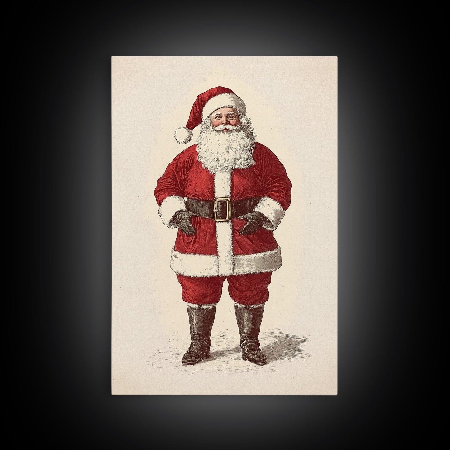 Cheerful Santa Clause Canvas Print - Framed Canvas - Minimalist Christmas Art - Boho Christmas Art - Rustic Christmas Art