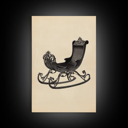 Christmas Sleigh Canvas Print - Framed Canvas - Minimalist Christmas Art - Boho Christmas Art - Rustic Christmas Art