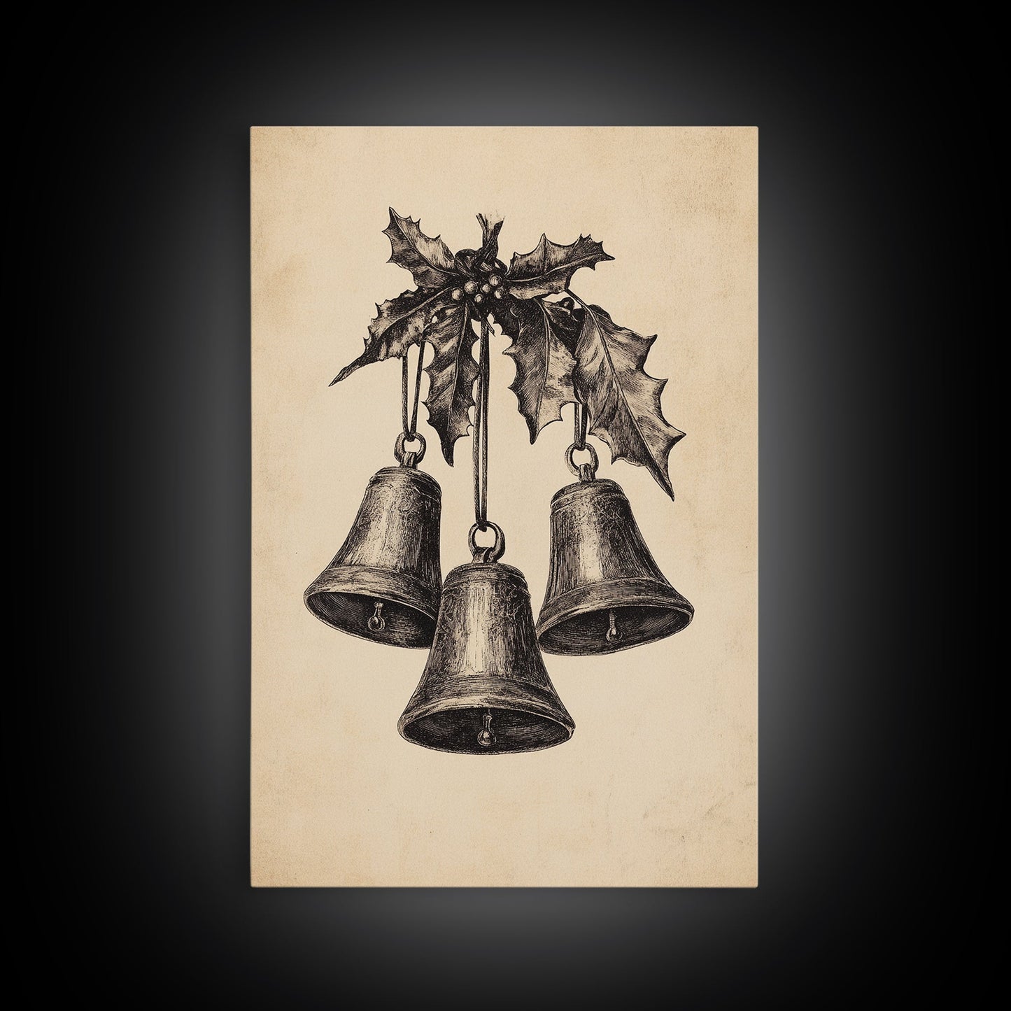 Christmas Bells Canvas Print - Framed Canvas - Minimalist Christmas Art - Boho Christmas Art - Rustic Christmas Art