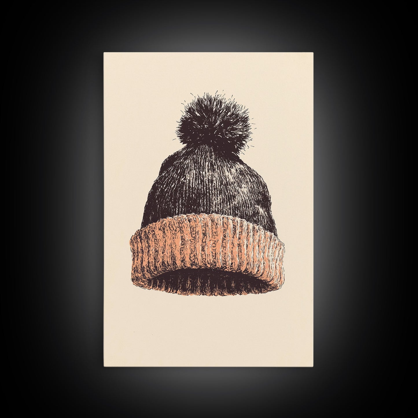 Christmas Beanie Hat Canvas Print - Framed Canvas - Minimalist Christmas Art - Boho Christmas Art - Rustic Christmas Art