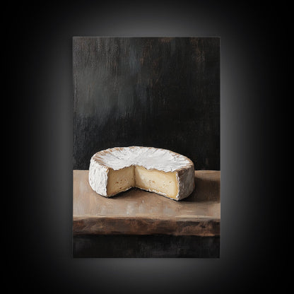 Wheel Of Cheese Painting Print, Brie Cheese Art, Cheese Painting, Cheese Still Life Oil Painting, Cheese Painting, Rustic Kitchen Decor