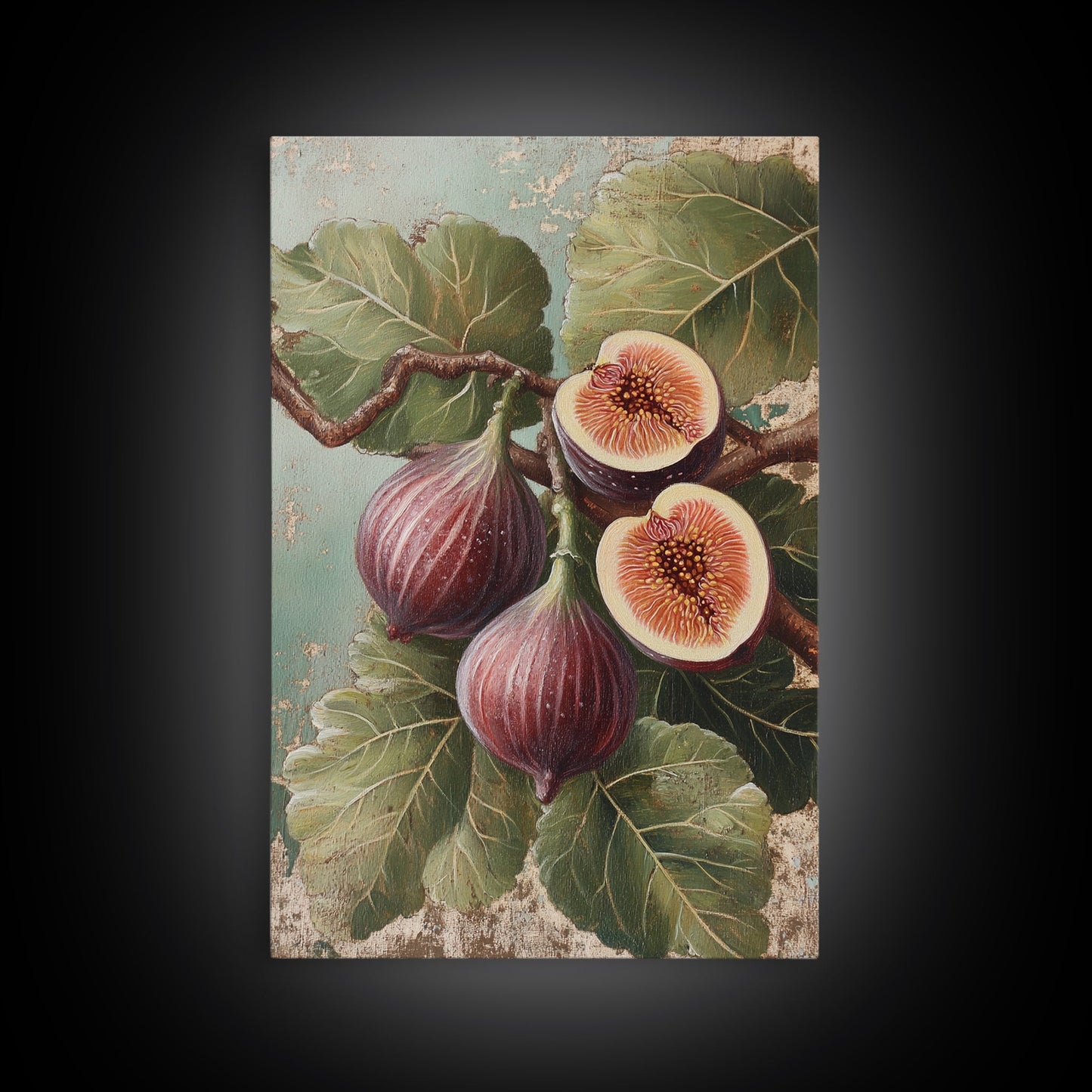 Fig Oil Painting Print In A Frame, Small Kitchen Art, Kitsch Kitchen, Eclectic Art, Fig Painting, Dining Room Decor, Kitchen Wall Art, Kitchen Decor