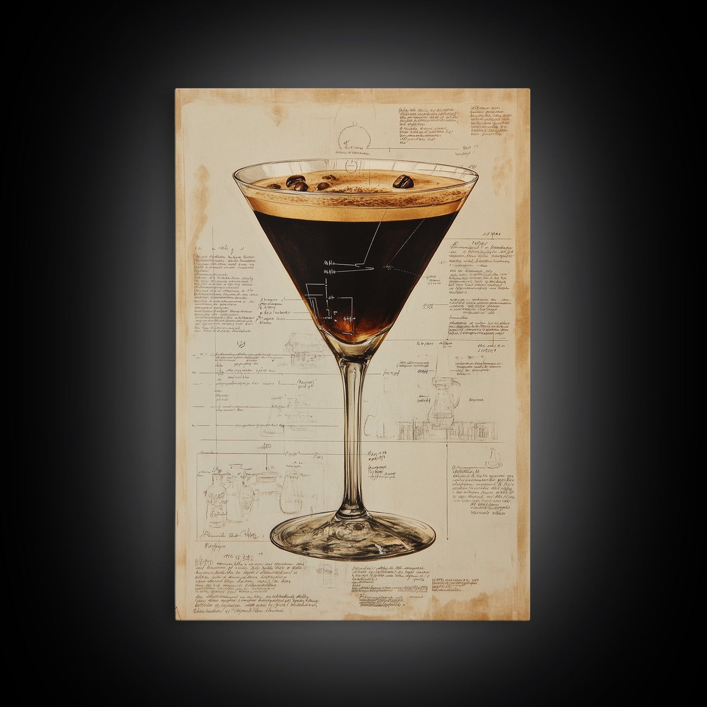 Espresso Martini Wall Art Canvas Print, Cocktail Painting, Cocktail Decor, Bar Decor, Bar Cart Art, Home Bar Wall Art, Kitchen Wall Art
