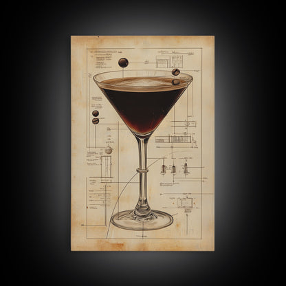 Espresso Martini Wall Art Canvas Print, Cocktail Painting, Cocktail Decor, Bar Decor, Home Bar Wall Art, Kitchen Wall Art