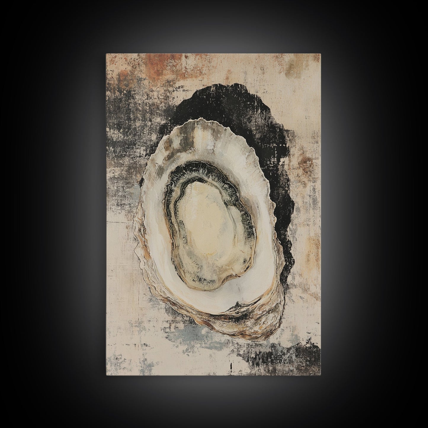 Oyster Painting Print Coastal Watercolor Wall Art Sea Shell Print Minimalist Poster Oyster Shell Painting Oyster Shell Art