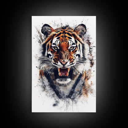 Tiger Canvas Print - Animal Canvas Art - Animal Canvas Art - Man Cave Art - Tiger Portrait - Tiger Painting - Man Cave Decoration - Gift For Him