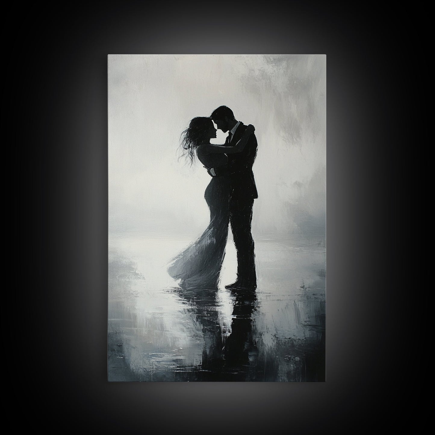 Oil Painting Print Of a Couple Dancing, Wood Framed Wall Art, Wedding Gift Idea, Wedding Decoration, Couple Dancing Art, Couple Painting