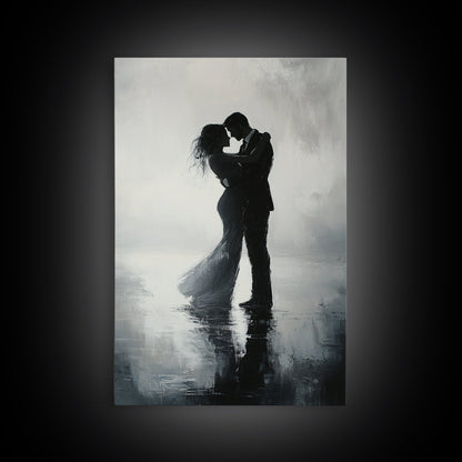 Oil Painting Print Of a Couple Dancing, Wood Framed Wall Art, Wedding Gift Idea, Wedding Decoration, Couple Dancing Art, Couple Painting