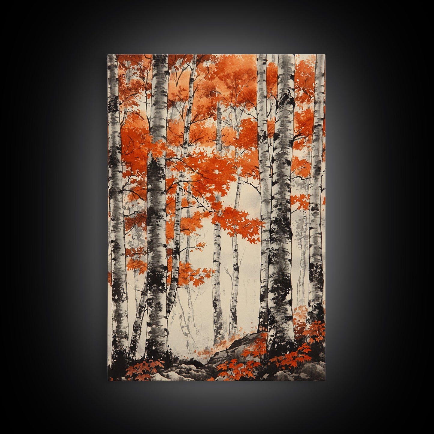 Birch Forest Art Print Autumn Aspen Trees Wall Art Birches Canvas Print Watercolor Landscape Colorado Art Neutral Fall Forest Painting