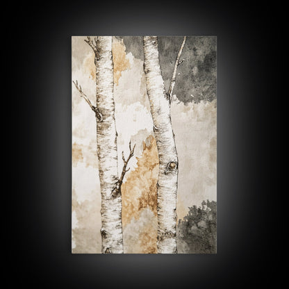 Ready To Hang Birch Tree Forest Painting Print Aspen Trees Painting Wall Art Wabi Sabi Modern Home Decor Minimalist Wabi Sabi Painting