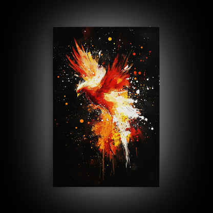 Phoenix In Flames, Retribution, Framed Canvas Print, The Phoenix, Framed Wall Art, Original Painting Phoenix, Punk Art, Graffiti Art