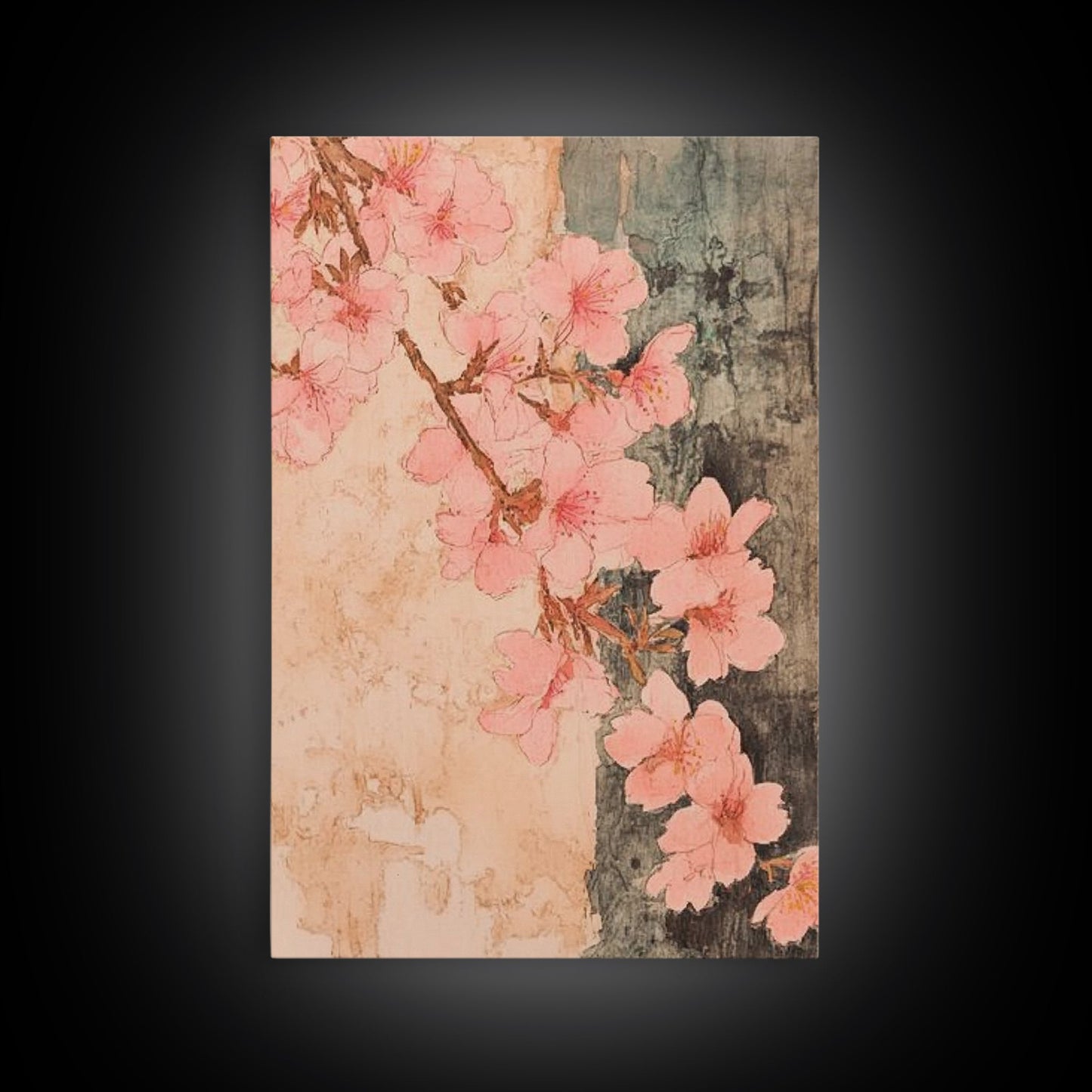 Skaura Tree Canvas Wall Art, Sakura Cherry Blossoms Canvas Print Ready To Hang, Japanese Style Art, Cherry Blossom Painting