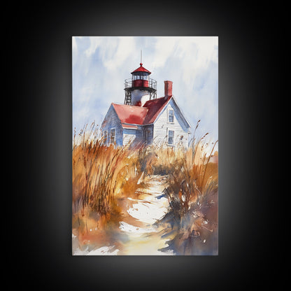 Maine Wall Art, Canvas Print, Ready To Hang Wall Art With Wood Frame, Maine Watercolor Painting, Nautical Home Decor