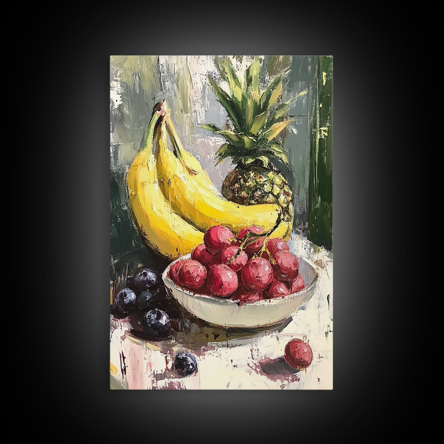 Retro Antique Fruit Still Life Oil Painting Canvas Print, Wood Framed Canvas, Still Life Art, Oil Painting Print, Kitchen Decor, Kitchen Wall Art