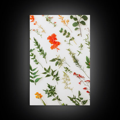 Boho Floral Botanical Wall Art Canvas Print, Minimalist Modern Farmhouse Home Decor, Living Room Wall Art, Bedroom Decor, Flower Print