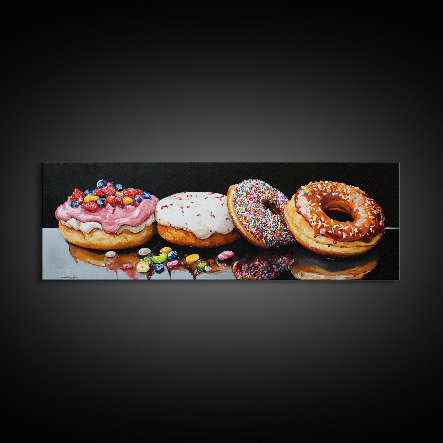 Renaissance Style Painting Of Some Donuts, Framed Canvas Print, Bakery Decor, Bakery Wall Art, Donut Shop Wall Art, Funny Renaissance Art
