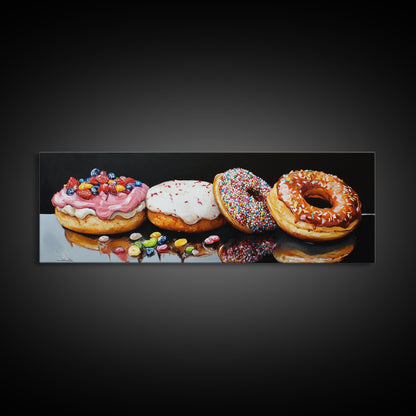 Renaissance Style Painting Of Some Donuts, Framed Canvas Print, Bakery Decor, Bakery Wall Art, Donut Shop Wall Art, Funny Renaissance Art
