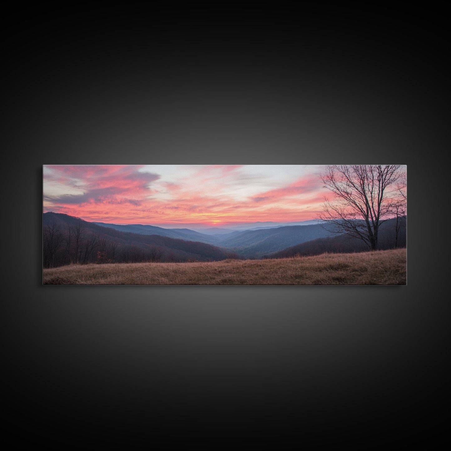 Great Smoky Mountains Panoramic Wall Art Canvas Print, Smoky Mountains Photography Style Wall Art, Landscape Painting