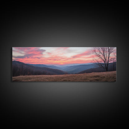 Great Smoky Mountains Panoramic Wall Art Canvas Print, Smoky Mountains Photography Style Wall Art, Landscape Painting