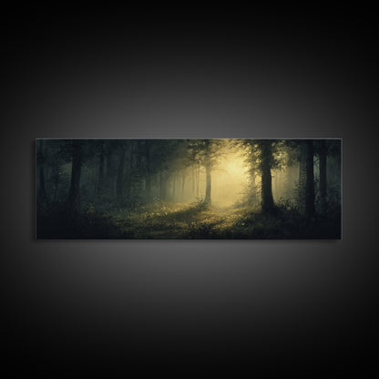 Mystical Forest Fantasy Wall Art, Canvas print, Fantasy Painting, Dark Fantasy Art, Mythical Fantasy Art, Panoramic Wall Decor