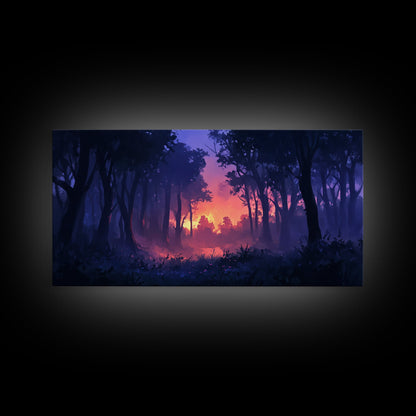 Dark Fantasy Forest Wall Art, Framed Canvas Print, Landscape Painting Print, Moody Home Decor, Landscape Wall Art, Living Room Decor