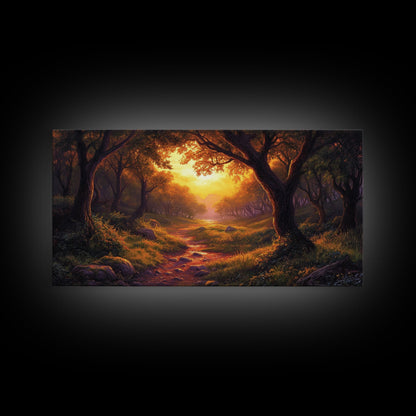 Cute Fantasy Wall Art, Framed Canvas Print, Fantasy Landscape Painting Print, Fairy Art, Fairy Landscape Wall Art Decor