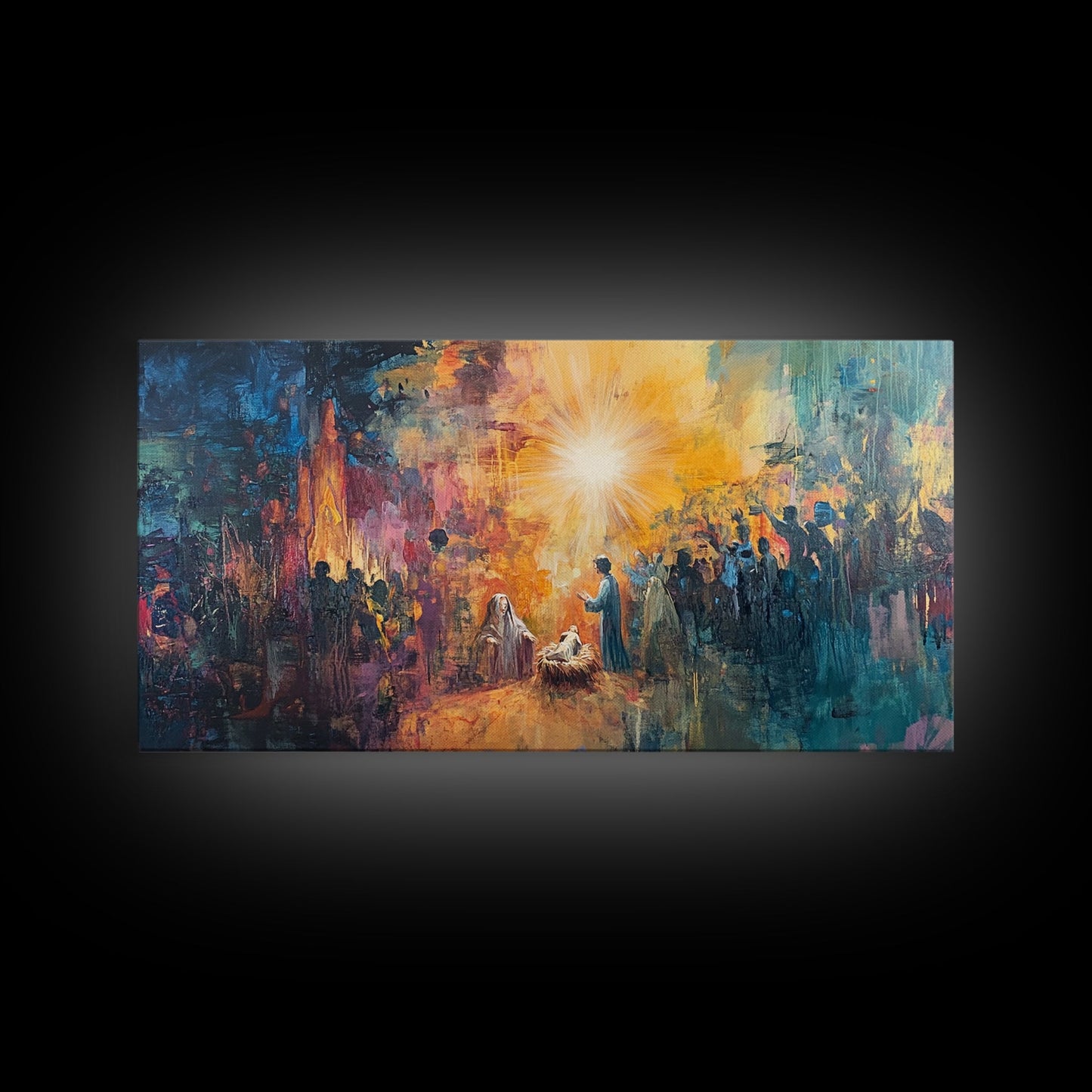 Nativity Painting Canvas Print | Christmas Wall Art | Christian Art | Christian Painting | Nativity Drawing | Nativity Oil Painting | Living Room Art