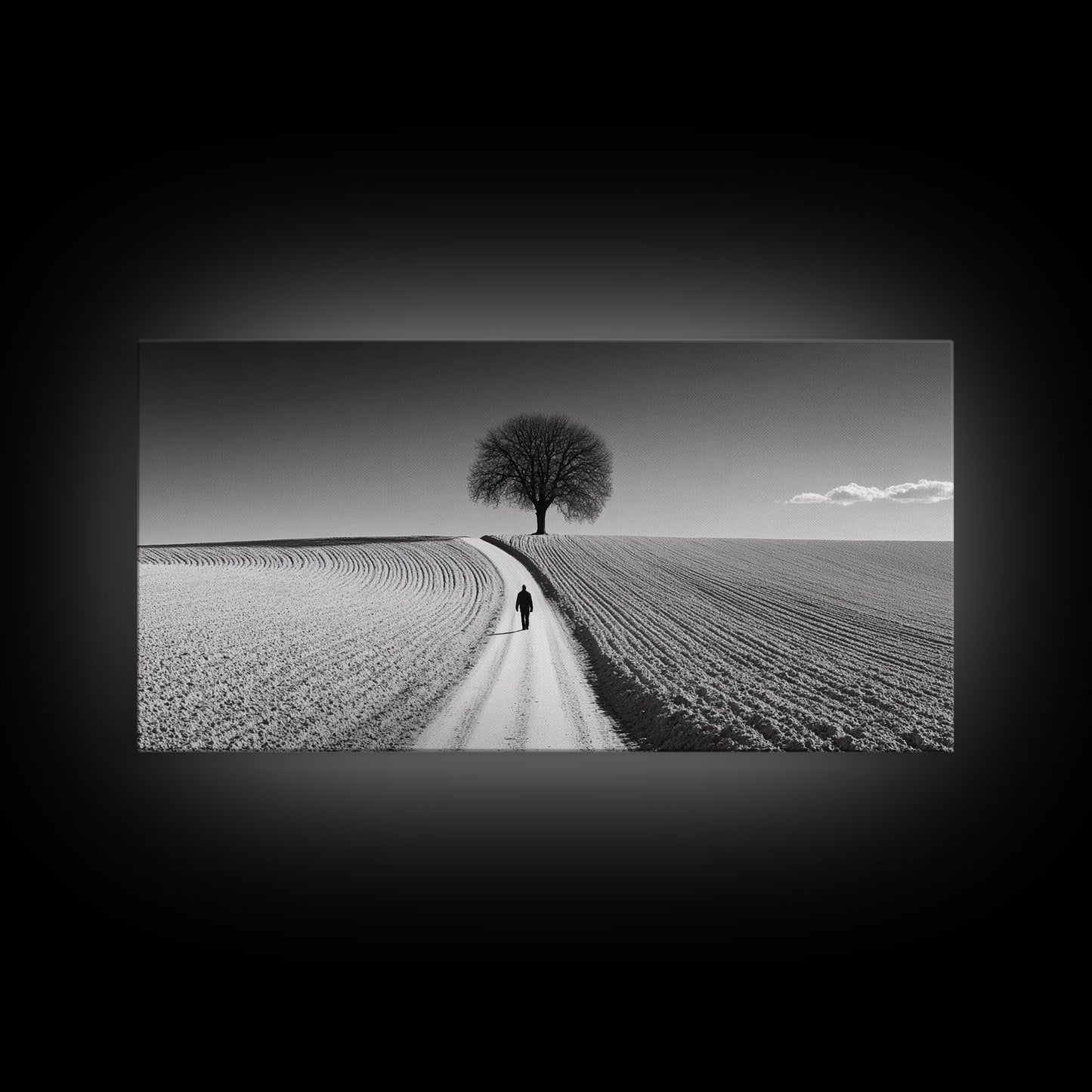 Black and White Photography Style Print - Framed Canvas Print - Subdued Home Decor - Ready to Hang Wall Art - Centerpiece Wall Art