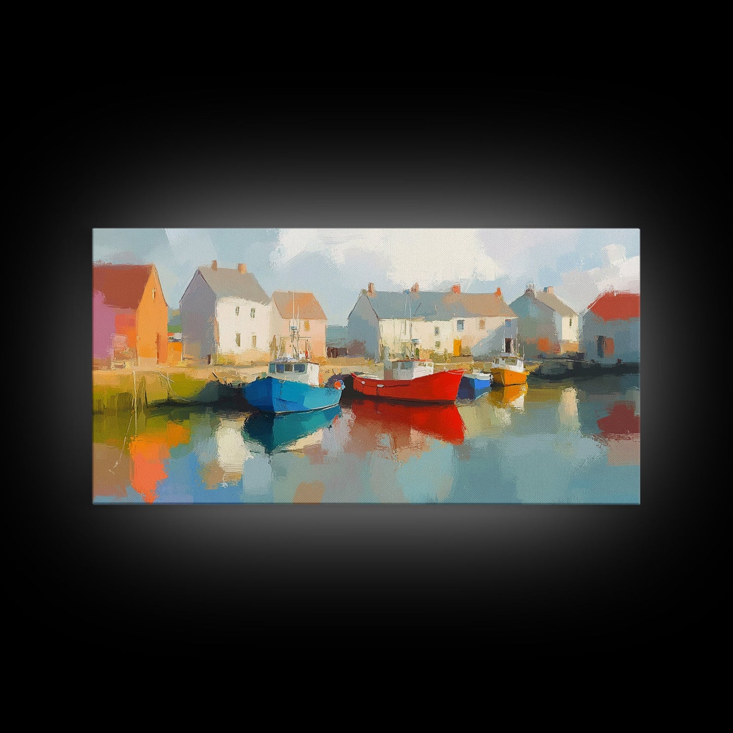 Retro Nantucket Wall Art Framed Canvas Print | Nantucket Oil Painting | Nantucket Decor | Nautical Wall Art | Seascape Painting