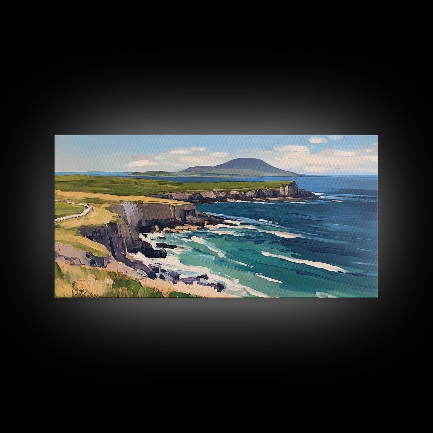 Abstract Ireland Landscape Painting Print | Cliffs of Moher | Ready To Hang | Framed or Unframed Landscape Painting | Original Wall Art