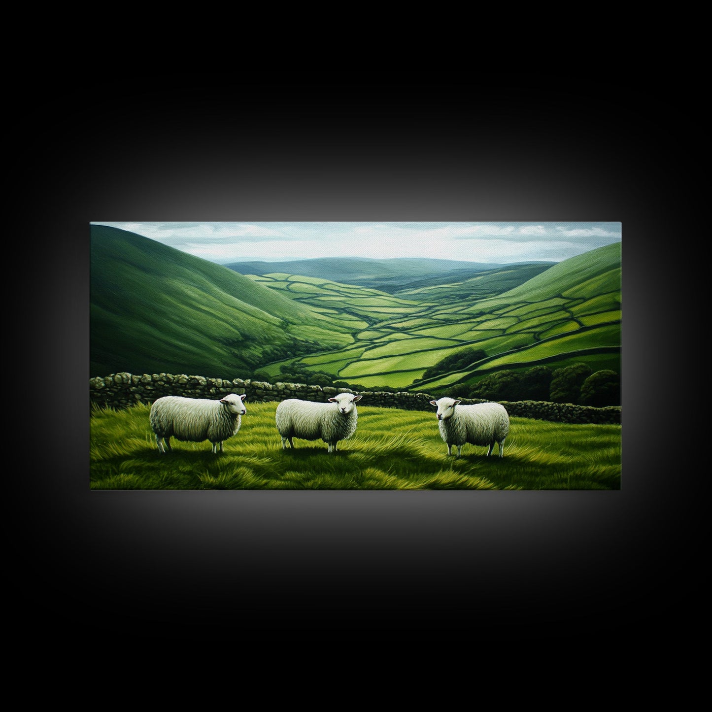 Scottish Highlands Canvas Print | Scottish Farmhouse Wall Art | Painting of Sheep in Scotland | Scotland Landscape Oil Painting