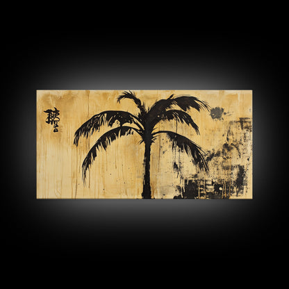 Palm Tree Abstract Painting Print, Coastal Decor, Framed Canvas Ready To Hang, Nautical Painting, Coastal Home Decor, Living Room Palm Tree Art