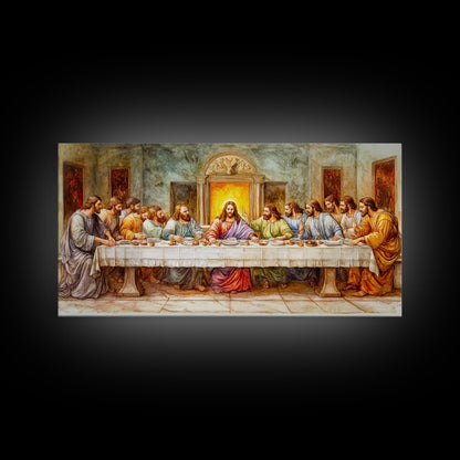 The Last Supper Reimagined - Framed Canvas Print - Christian Wall Art - Christian Decor - Jesus Painting - Jesus Art