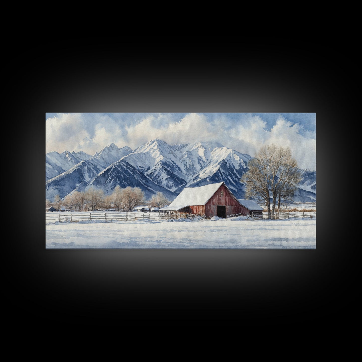 Winter Cabin Oil Painting Print - Rustic Farmhouse Decor - Modern Farmhouse - Cabin Decor - Rural America Oil Painting Print