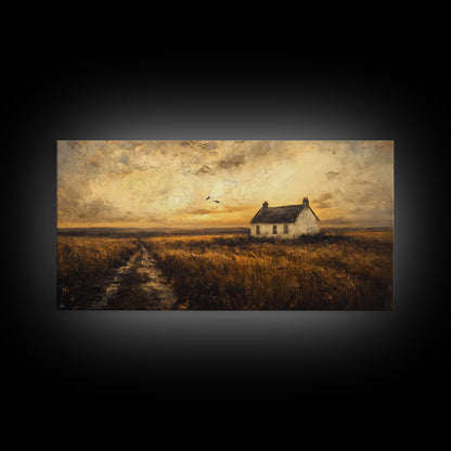 Retro Vintage Farmhouse Painting Print, Cute Rustic Boho Wall Art, Modern Farmhouse Oil Painting Wall Art for Living Room