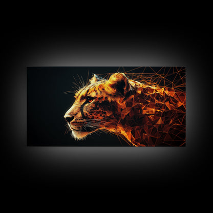 Horizontal Cheetah Print - Framed Canvas Print - Cheetah Painting - Cheetah Wall Art - Big Cat Wall Art - Thought Provoking Abstract Art