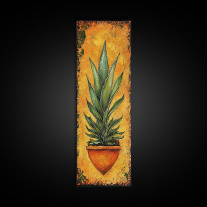 Vibrant Agave in Terra Cotta Framed Canvas Print Rustic Decor Agave Painting Botanical Prints Kitchen Wall Art