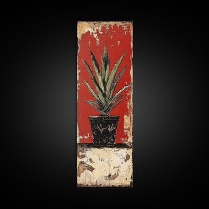 Agave Plant in Red Pot Canvas Print Southwest Wall Art Rustic Decor Botanical Prints Bold Colors Living Room Art