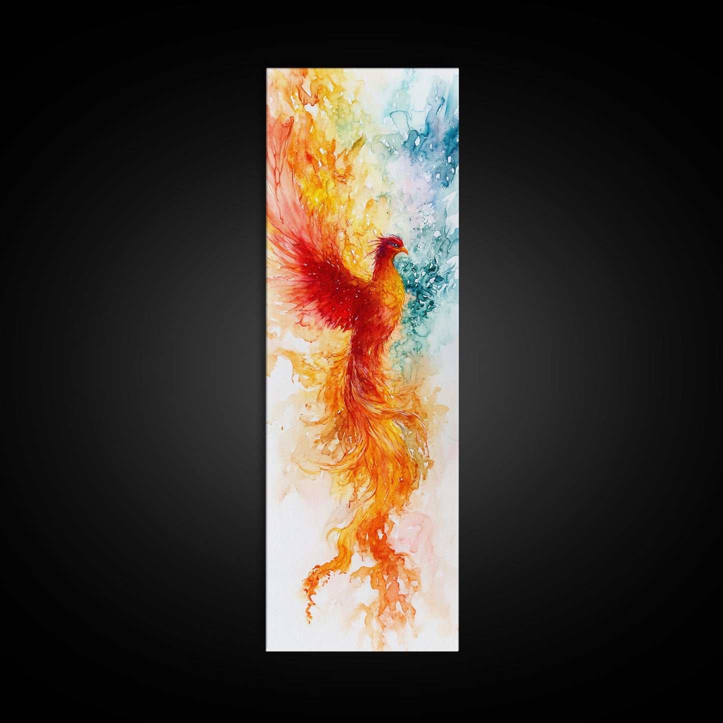 Ethereal Phoenix Rising from the Ashes in Subtle Pastel Shades – Mystical Bird Canvas Print, Ideal Wall Art for Calm and Cozy Spaces