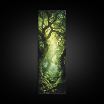 Light Twists Through the Bent Trees, Framed Canvas Print, Accent Piece Wall Art, Fantasy Landscape Painting