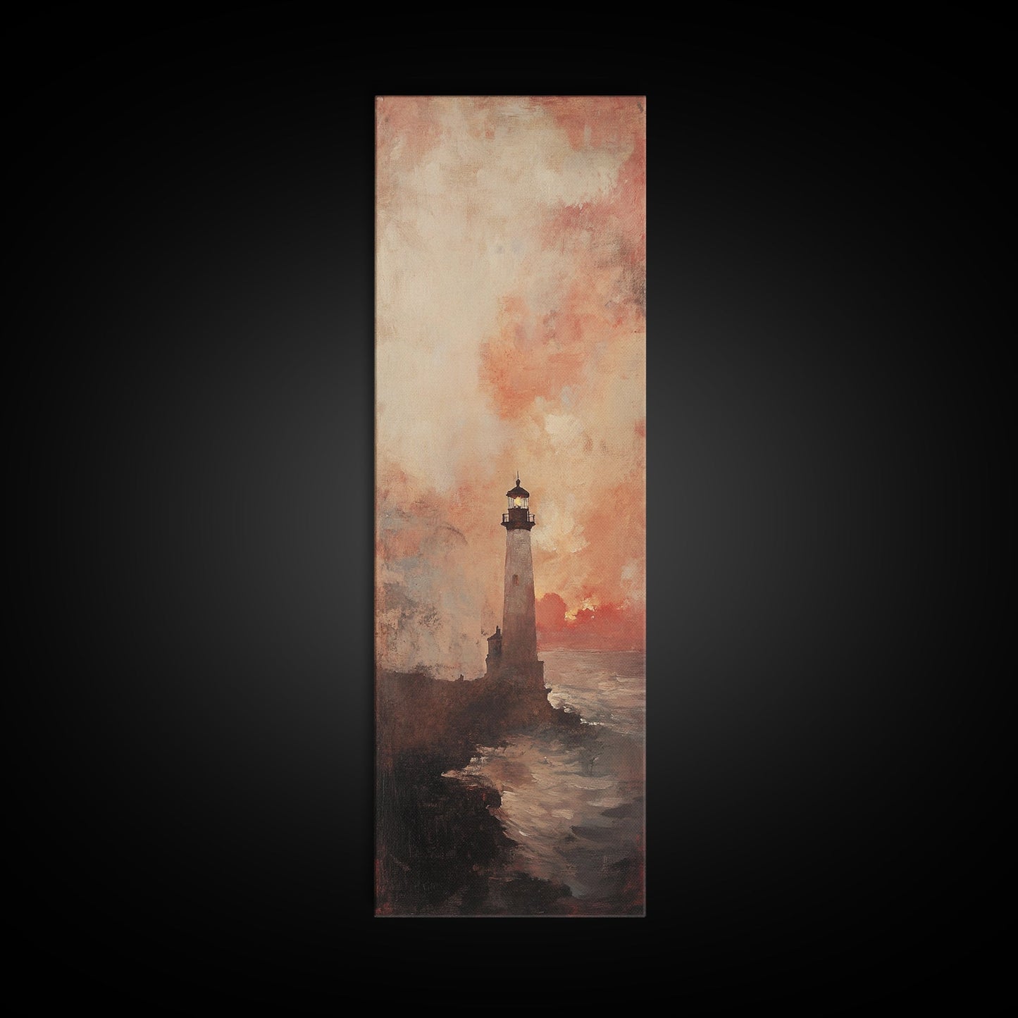 Lighthouse Wall Art Framed Canvas Print - Sunset Wall Art - Coastal Decor - Nautical Decor