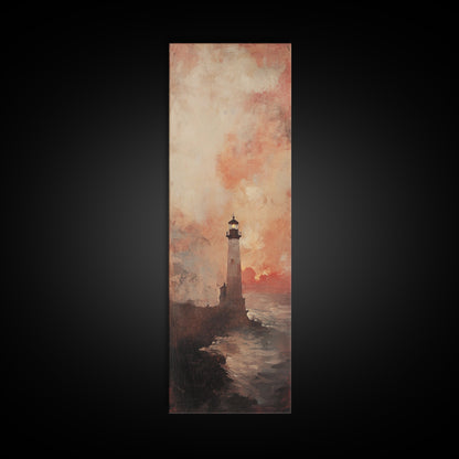 Lighthouse Wall Art Framed Canvas Print - Sunset Wall Art - Coastal Decor - Nautical Decor