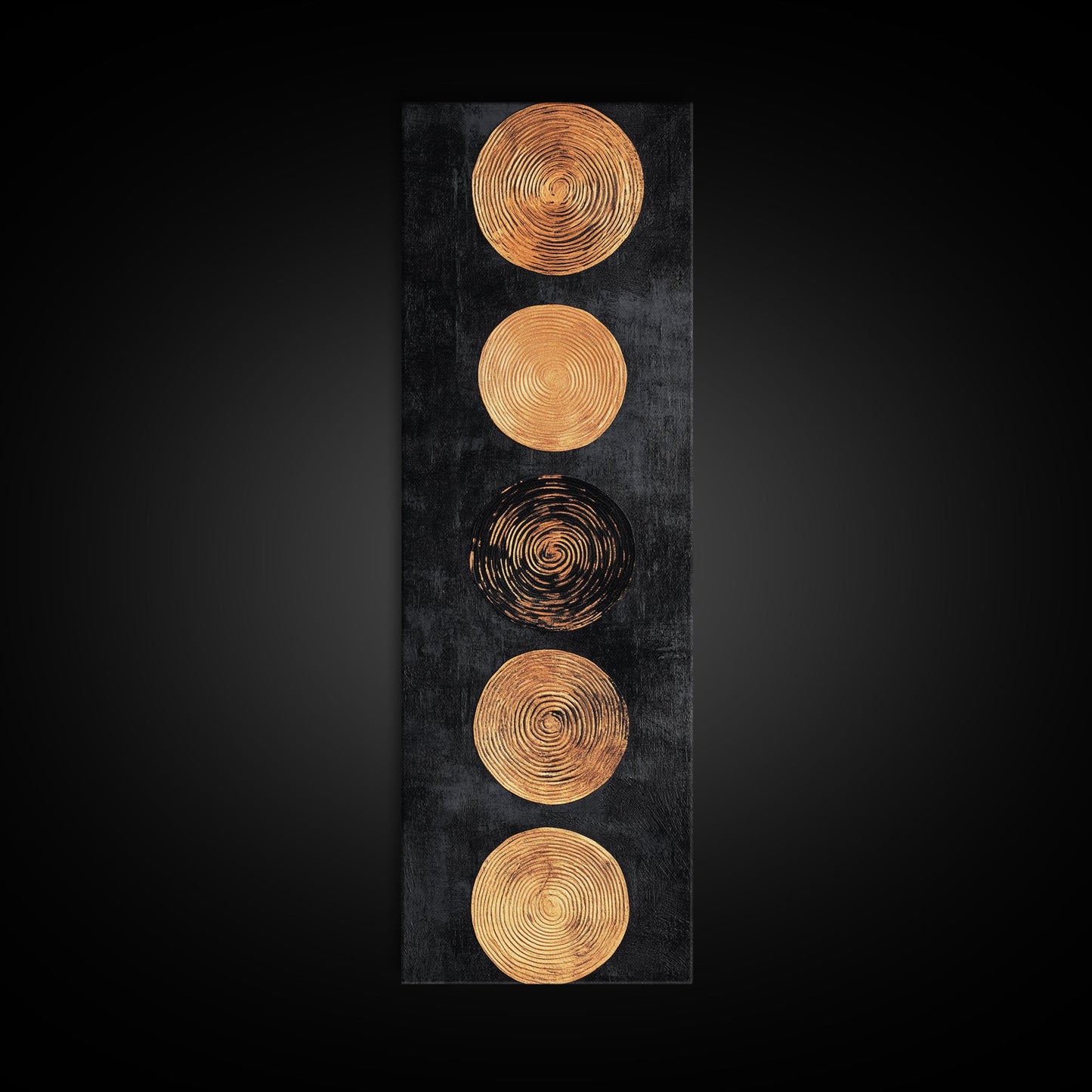 Canvas Print of Gold and Black Sacred Geometry Art, Moroccan Wall Art, Mosaic Style Decor, Tall Narrow Art, Skinny Wall Art, Living Room Art