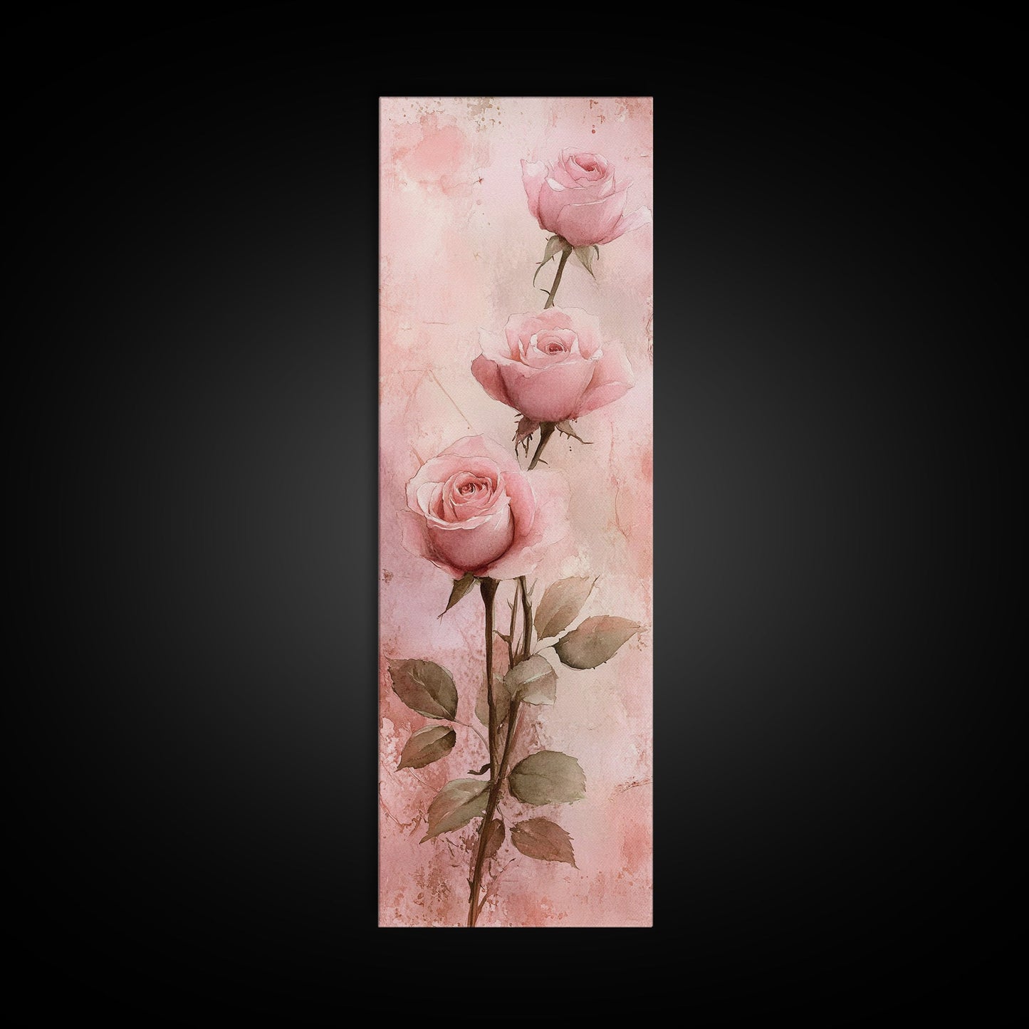 Rose Painting Framed Canvas Print Light Pink Wall Art Botanical Prints Above Sofa Art Living Room Art Rustic Wall Art Gift Idea