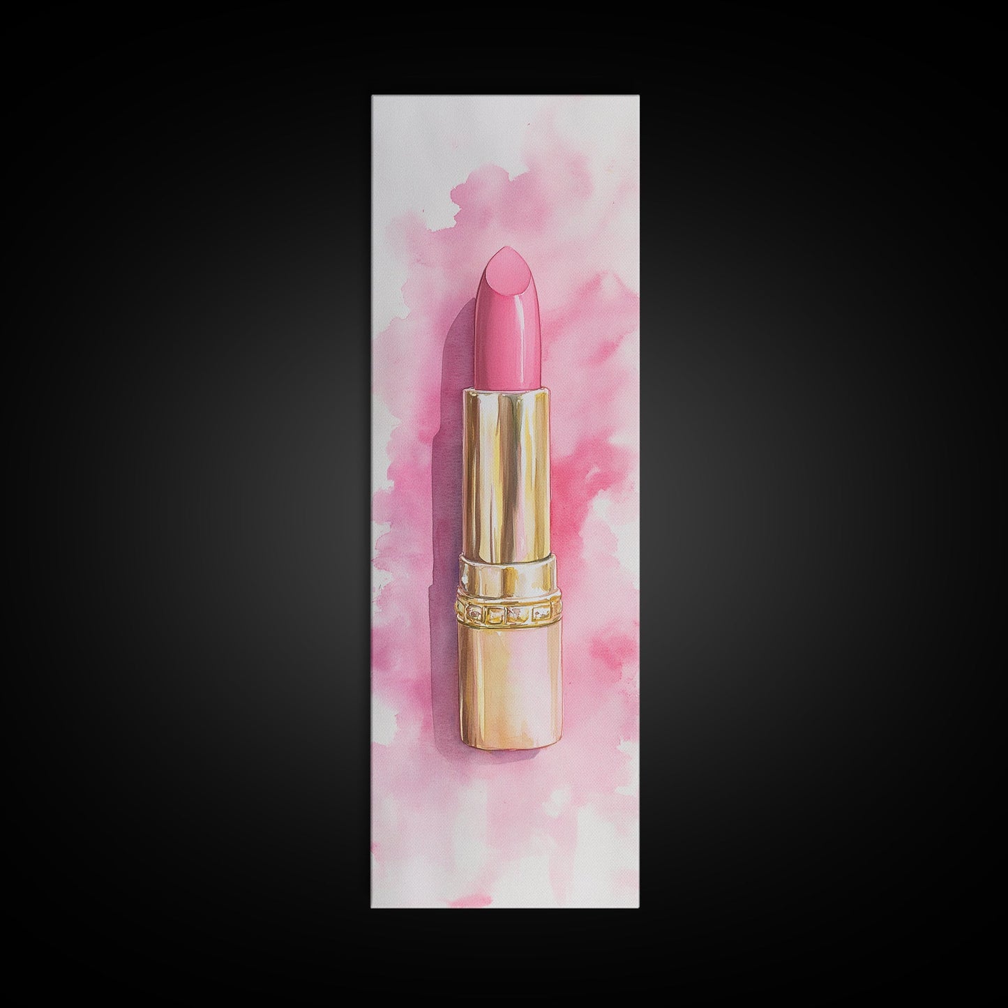 Pink Lipstick Canvas Print Feminine Pink Abstract Art Light Pink Wall Art Whimsical Art Rustic Decor Vertical Gift Idea Above Sofa
